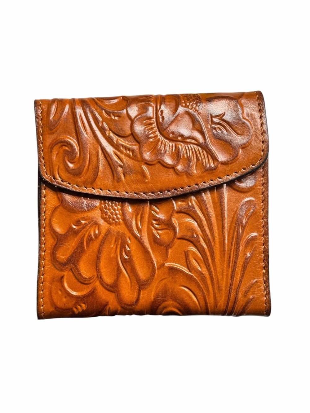 Patricia Nash Wallet Reiti Bi-Fold Tooled
Brown Leather RFID Cognac, EUC
